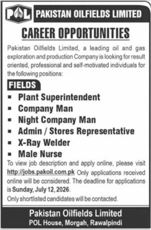 Pakistan Oilfield Limited POL Jobs 2026 Advertisement