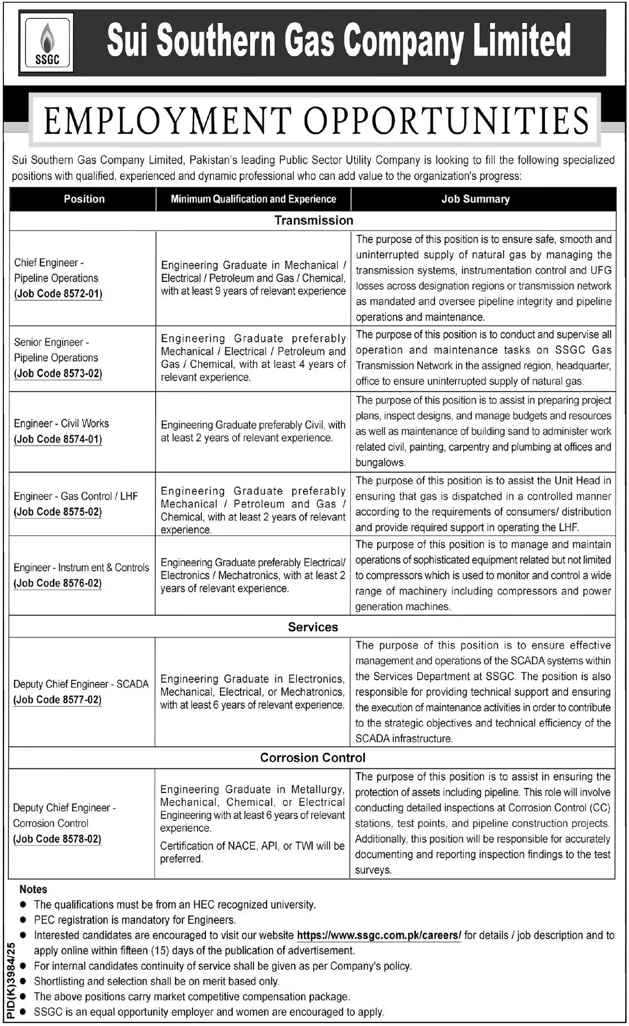 Sui Southern Gas Company Limited SSGC June 2026 Advertisement