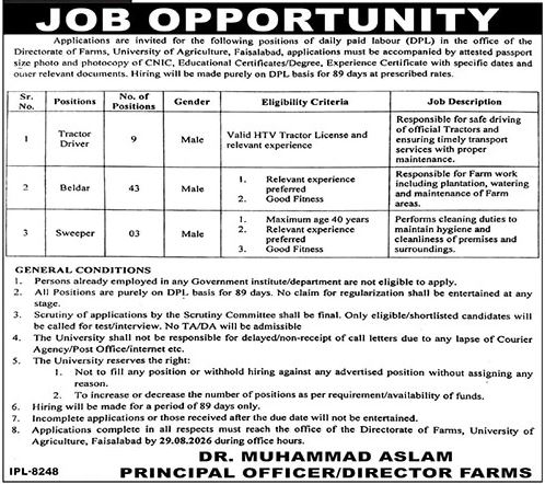University of Agriculture Faisalabad UAF Jobs 2026 Advertisement